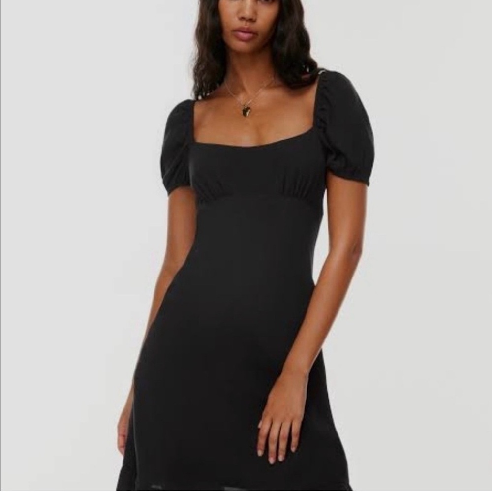 Aritzia Sunday Best Black Mini Dress with Puff Sleeves